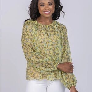 Tanya Taylor Elaine Top in Cameo Blue Multi